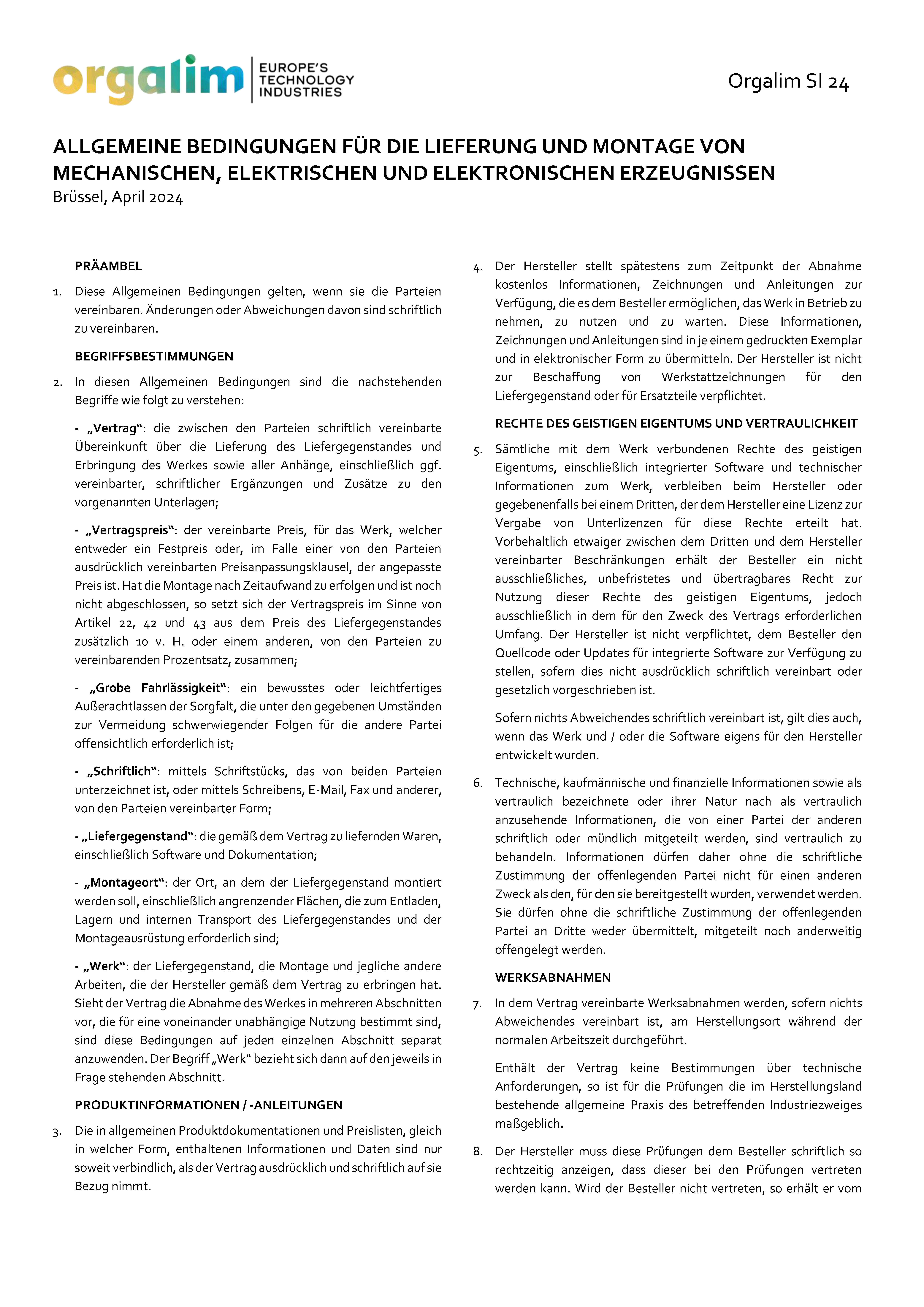 SI 2024 Conditions for the supply and assembly of mechanical, electr.