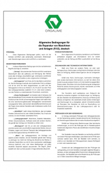 Allgemeine Bedingungen für die Reparatur von Maschinen und Anlagen (R 2017)
