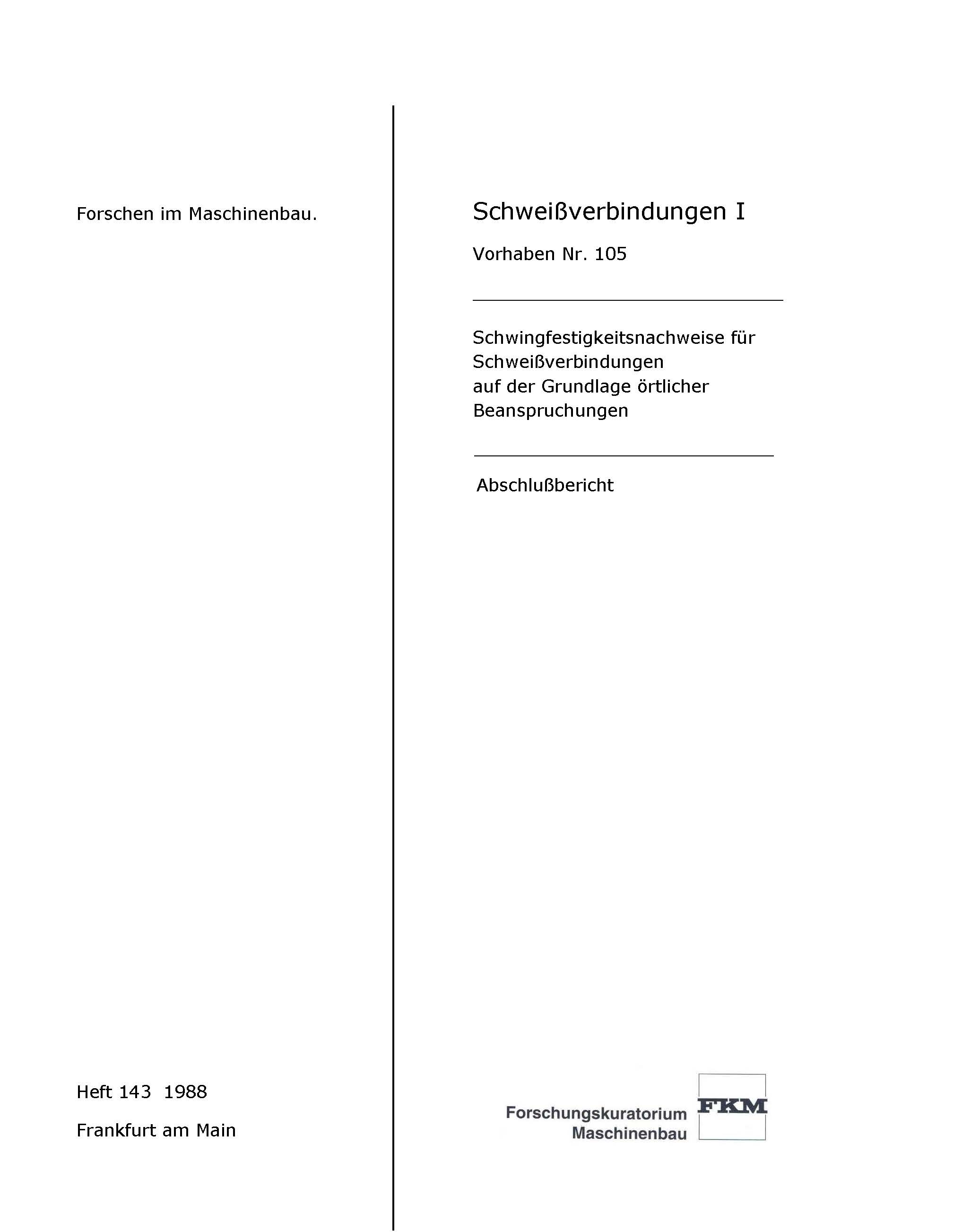 Schweißberbindungen I